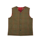 Original Madras Reversible Quilted Vest in Green Plaid