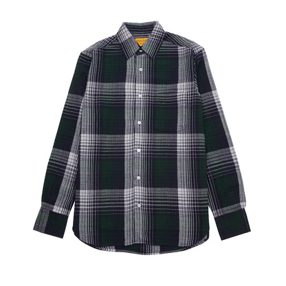 Original Madras Straight Collar Long Sleeve Shirt in Blue/Green/Grey