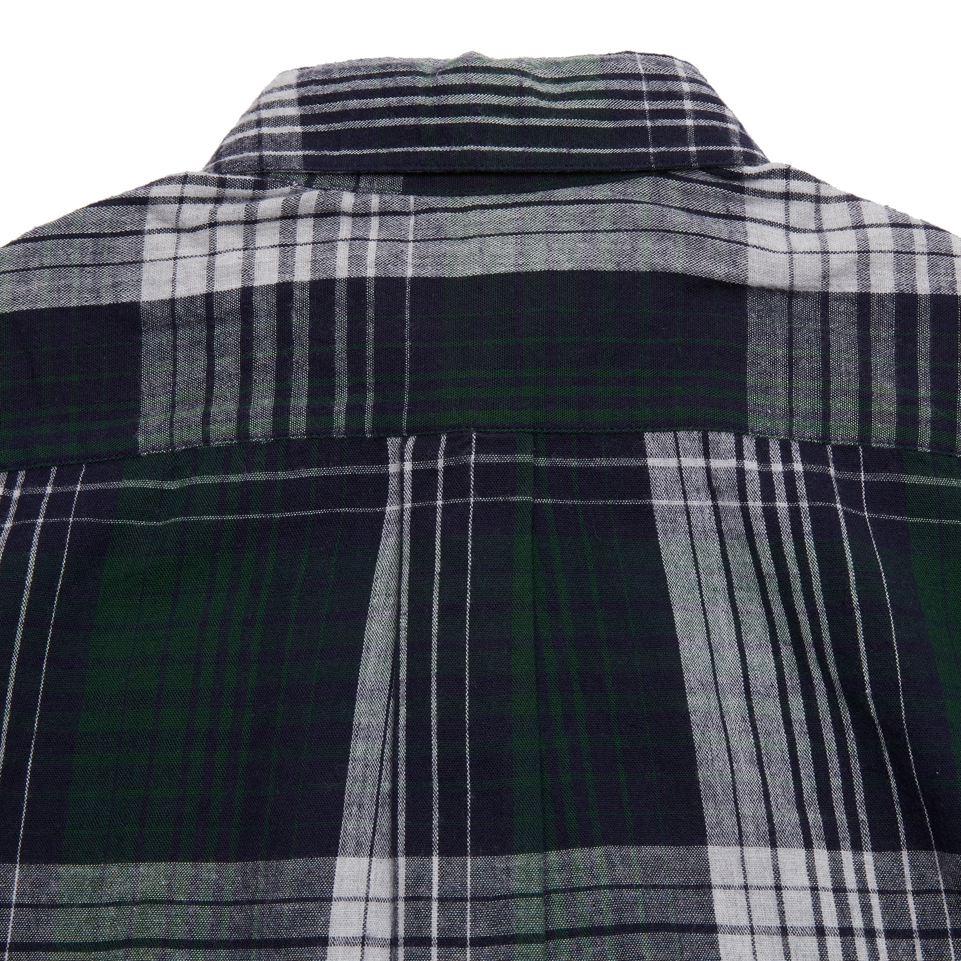 Original Madras Straight Collar Long Sleeve Shirt in Blue/Green/Grey 4