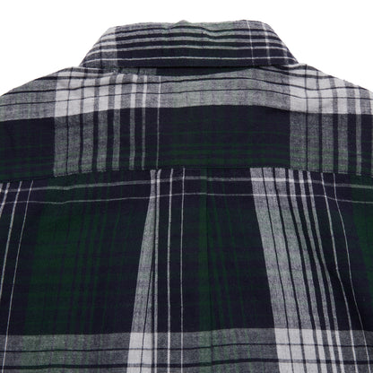 Original Madras Straight Collar Long Sleeve Shirt in Blue/Green/Grey 4
