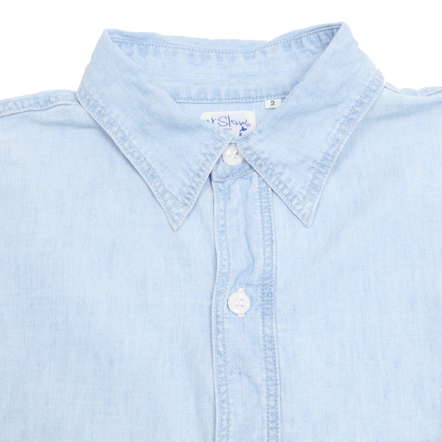 Orslow Relax Fit Bleached Chambray Work Shirt