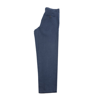 <p>Linen workwear trousers in navy. This style features side slant pockets and a ticket pocket on the front, buttoned welted pockets at the back, belt loops, and a button-fly closure.</p> <p>100% Linen.</p> <p>Made in Portugal.</p>