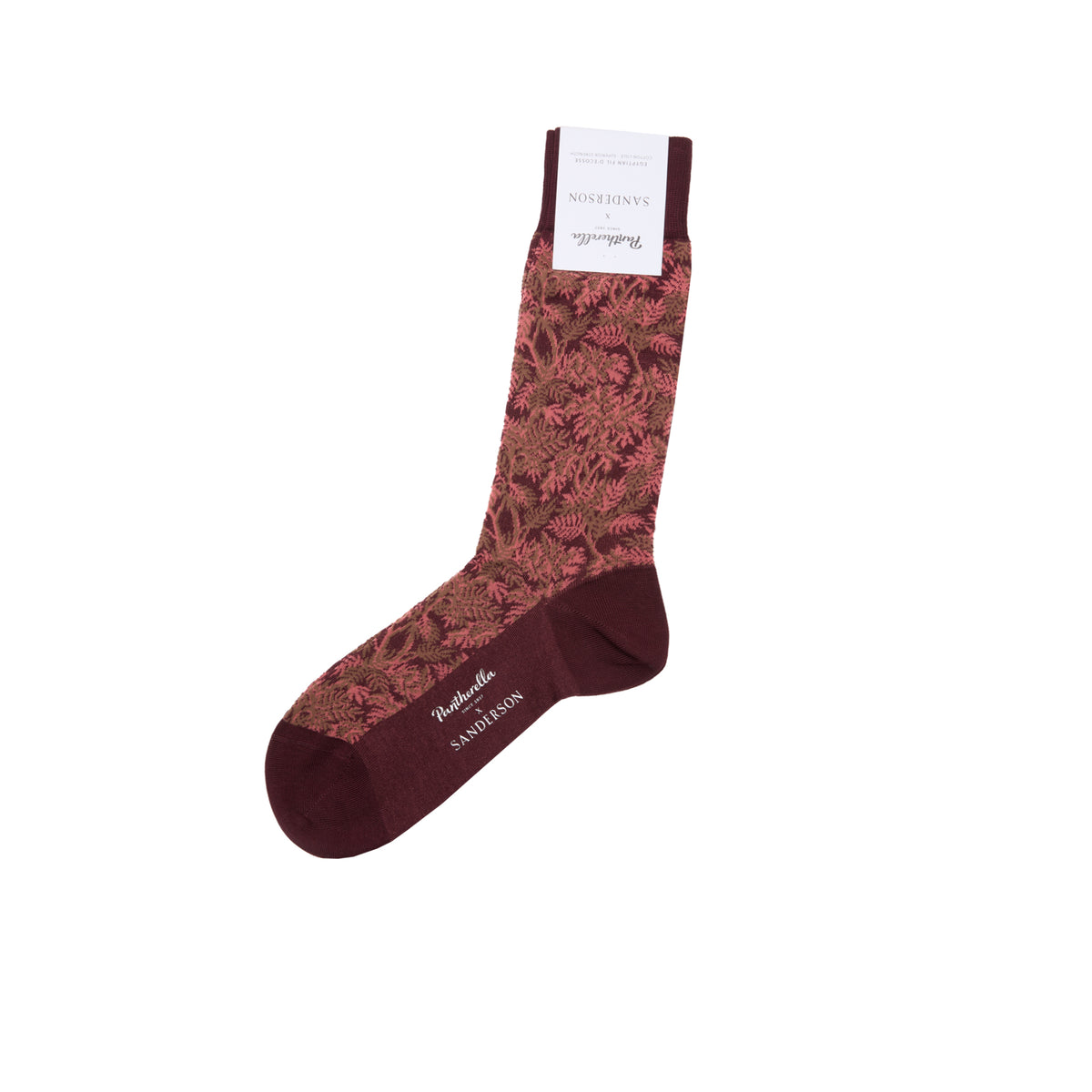 Pantherella x Sanderson Women's Tapestry Trees Filet & Motif Egyptian Cotton Socks in Wild Plum