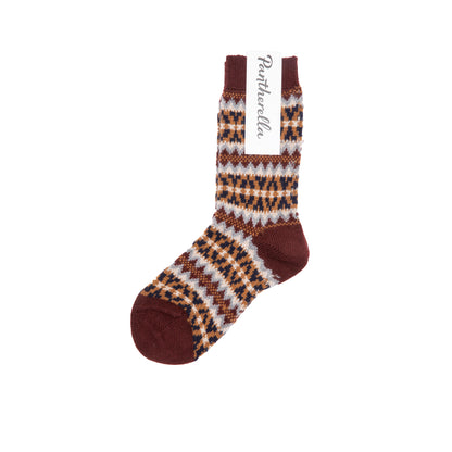Pantherella Women's Isobel Fairisle Cashmere Socks in Maroon