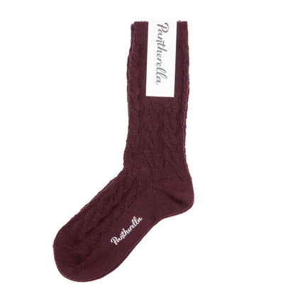 Pantherella Women's Kate Cable Knit Socks in Maroon