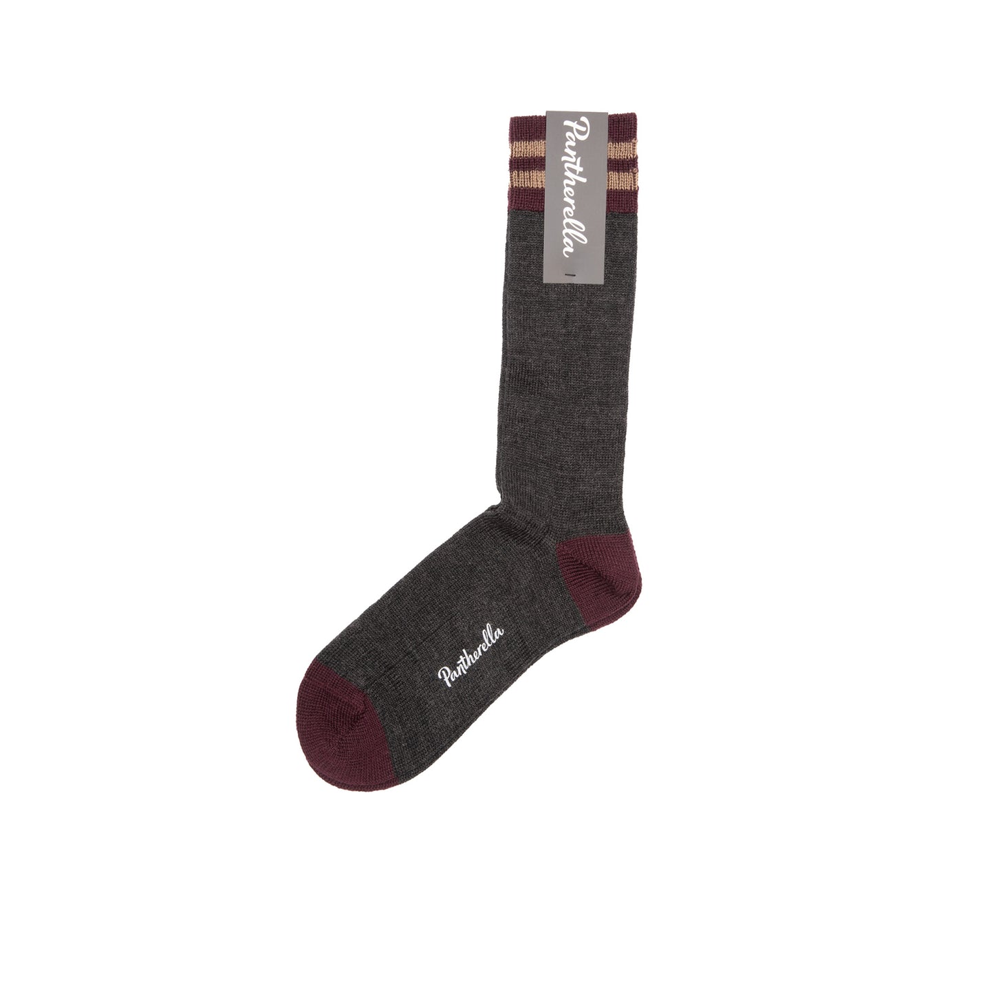 Pantherella Royston Stripe Merino Wool Socks in Charcoal