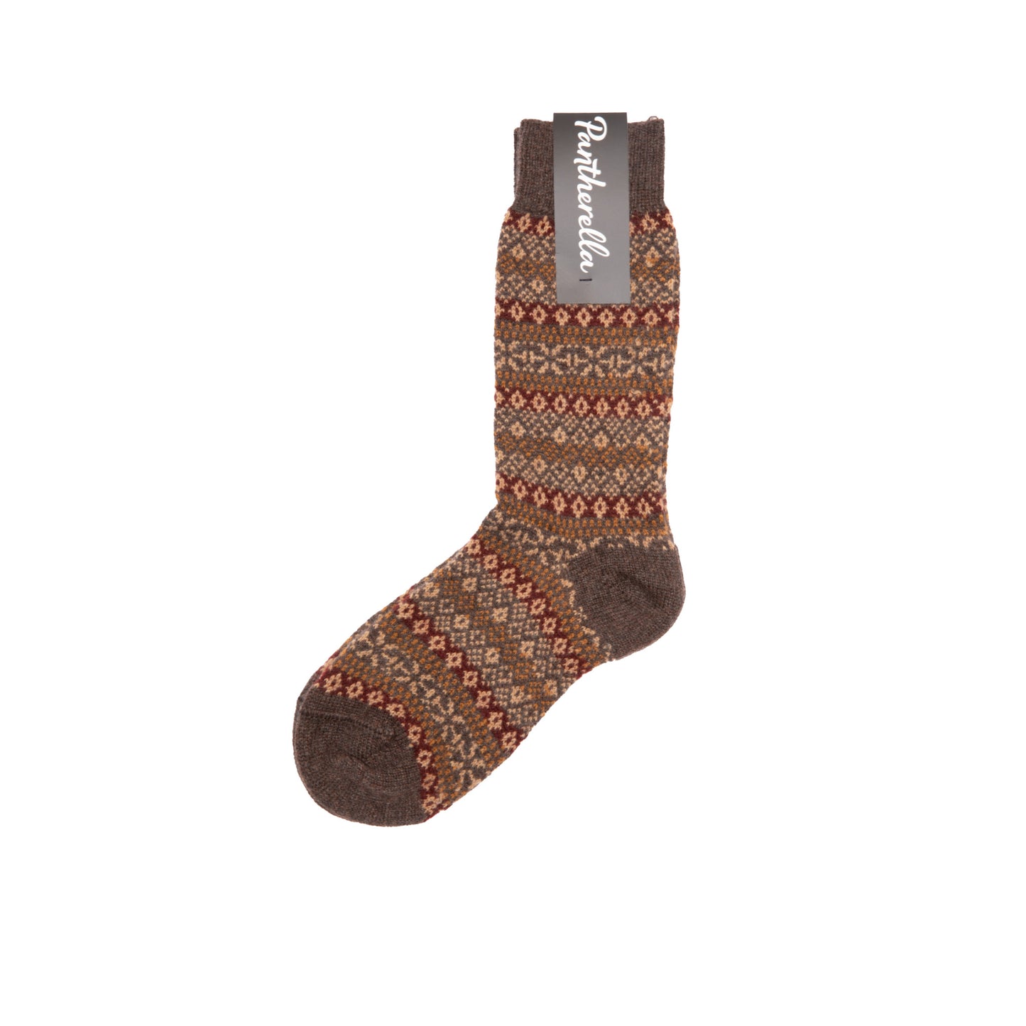 Pantherella Sherborne Cashmere Fair Isle Socks in Dark Brown