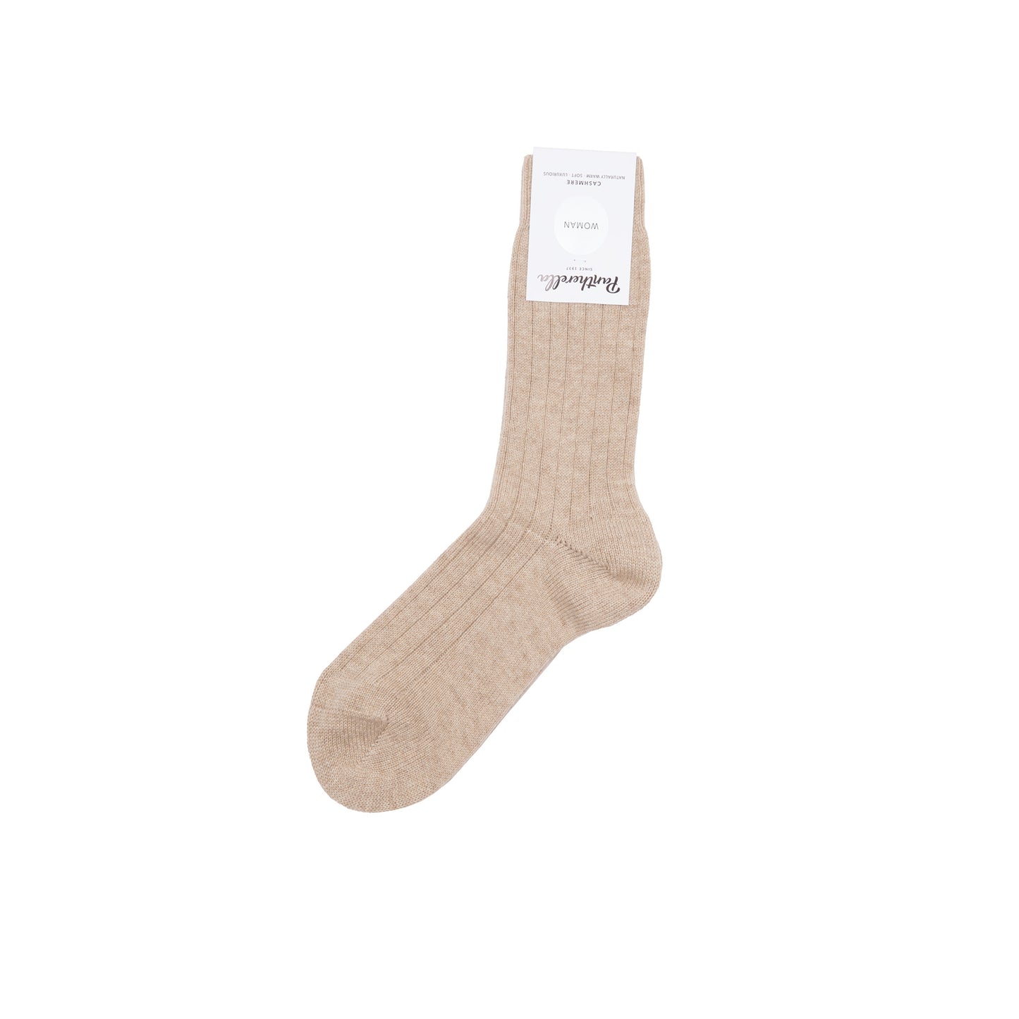 Pantherella Women's Tabitha Ribbed Cashmere Socks in Natural