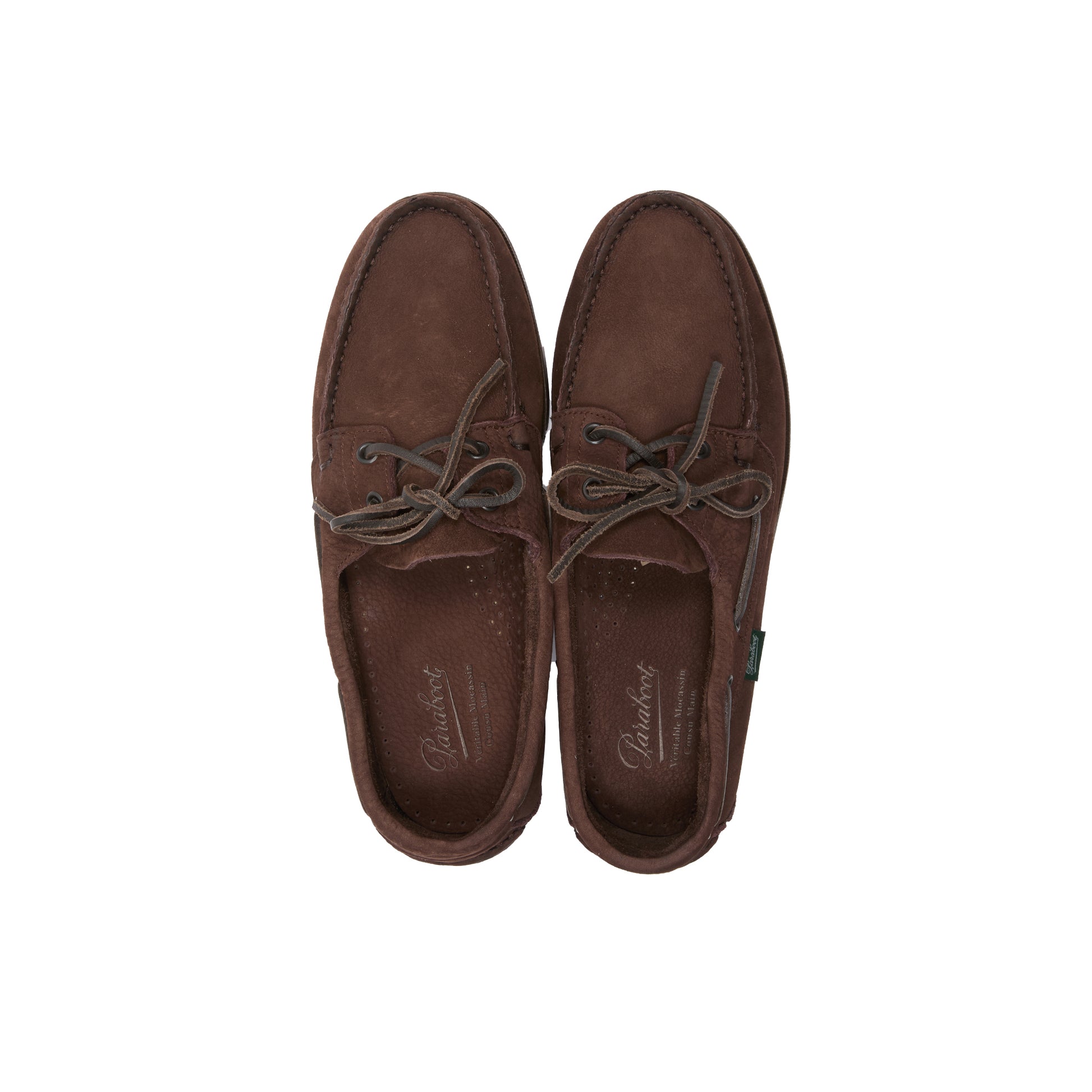 Paraboot Barth Taurillon Nubuck Deck Shoe in Chocolat
