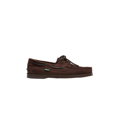 Paraboot Barth Taurillon Nubuck Deck Shoe in Chocolat