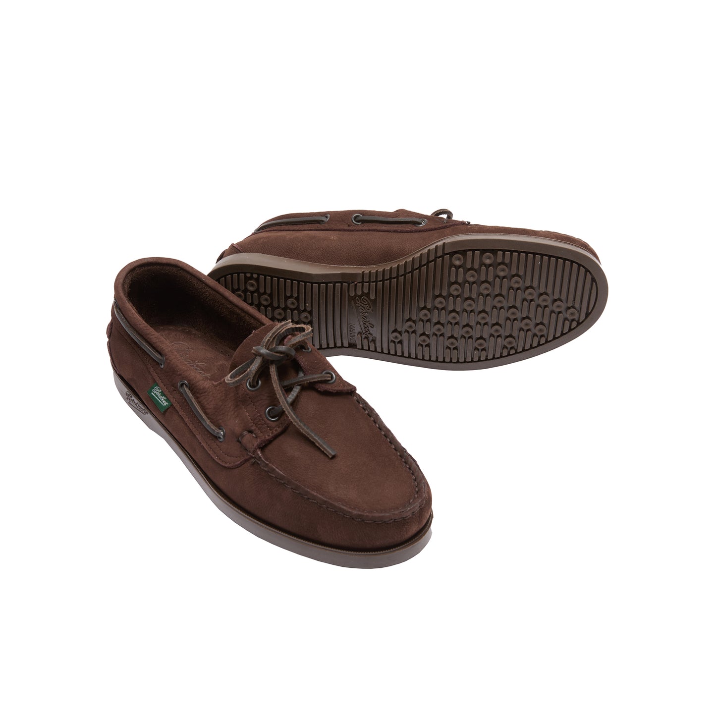 Paraboot Barth Taurillon Nubuck Deck Shoe in Chocolat