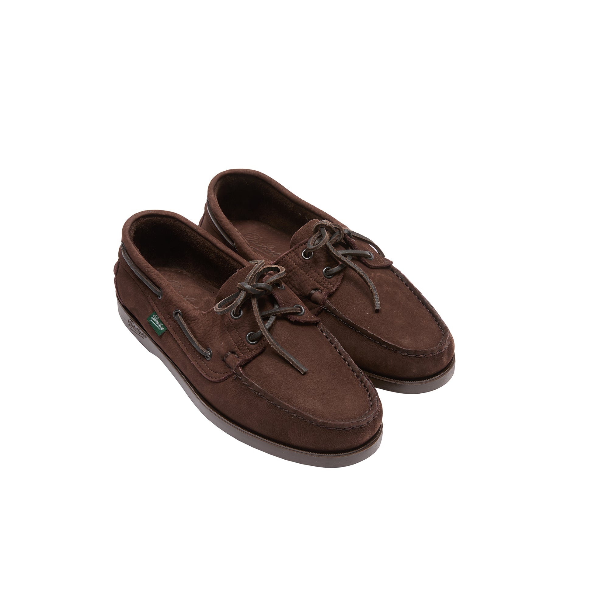 Paraboot Barth Taurillon Nubuck Deck Shoe in Chocolat
