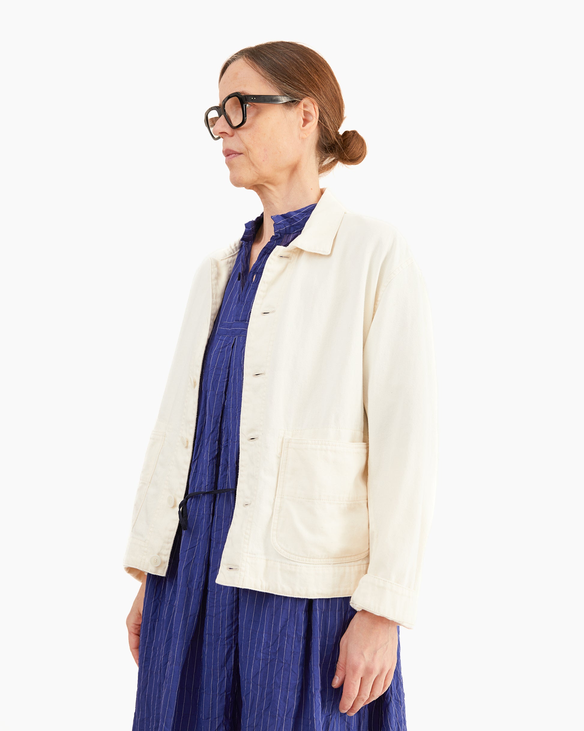 Pas de Calais 8oz Natural Denim Jacket in Ivory