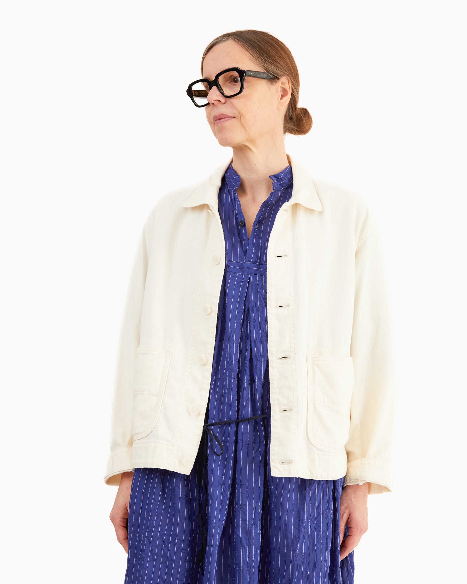 Pas de Calais 8oz Natural Denim Jacket in Ivory