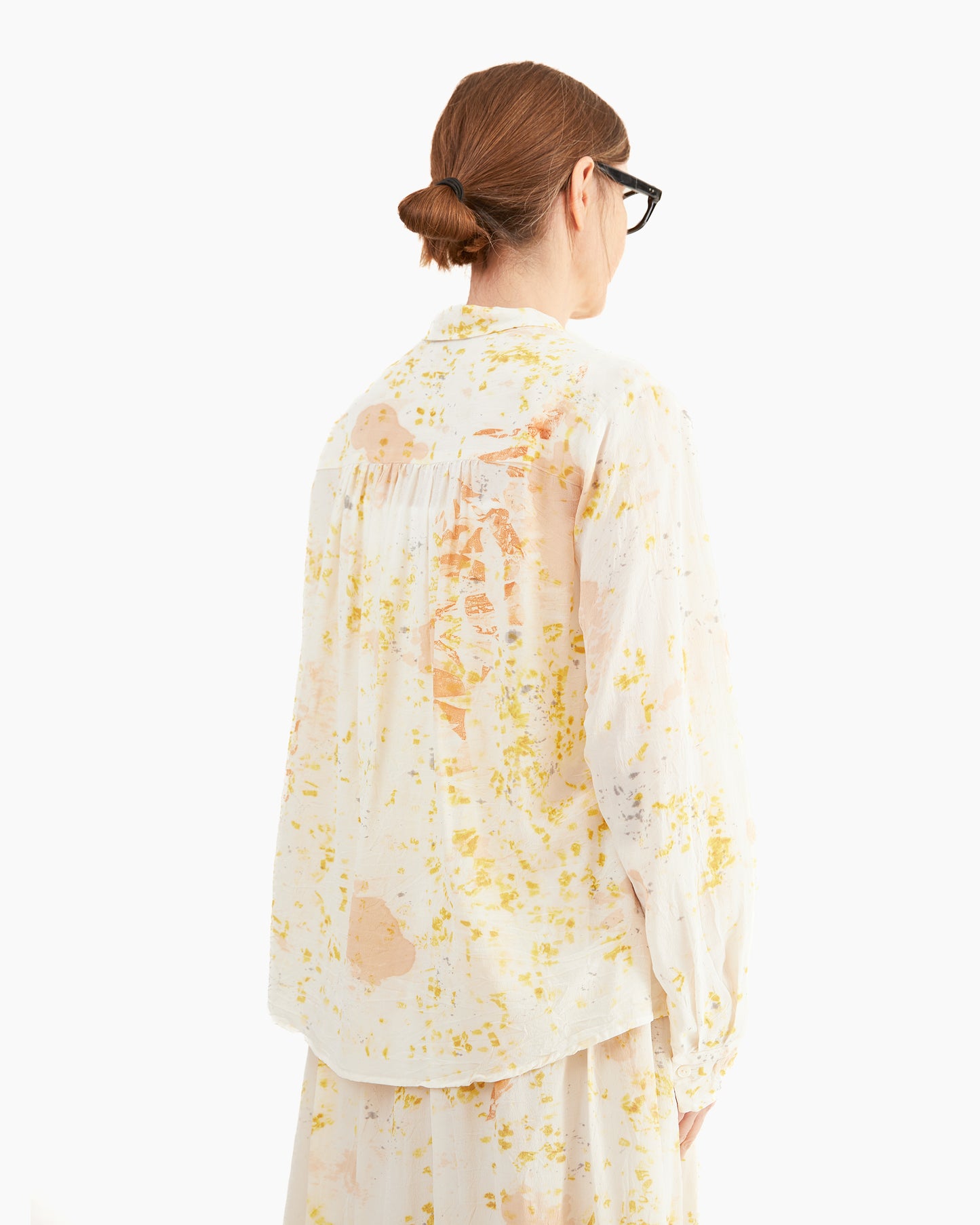 Pas de Calais Silk Crepe Bundle Dye Blouse in Ivory