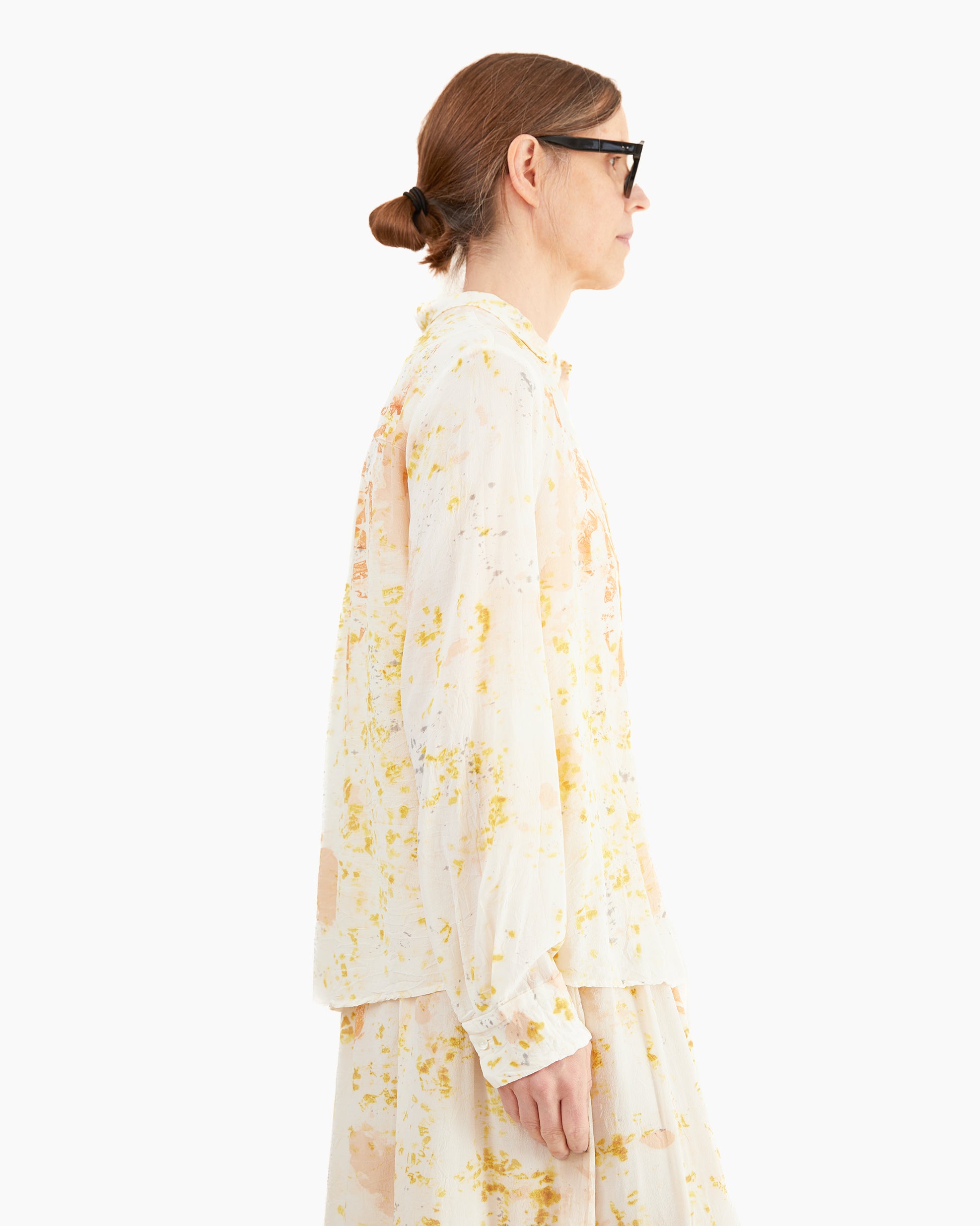 Pas de Calais Silk Crepe Bundle Dye Blouse in Ivory
