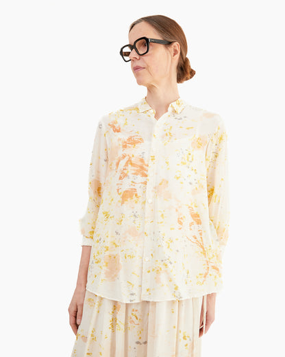 Pas de Calais Silk Crepe Bundle Dye Blouse in Ivory