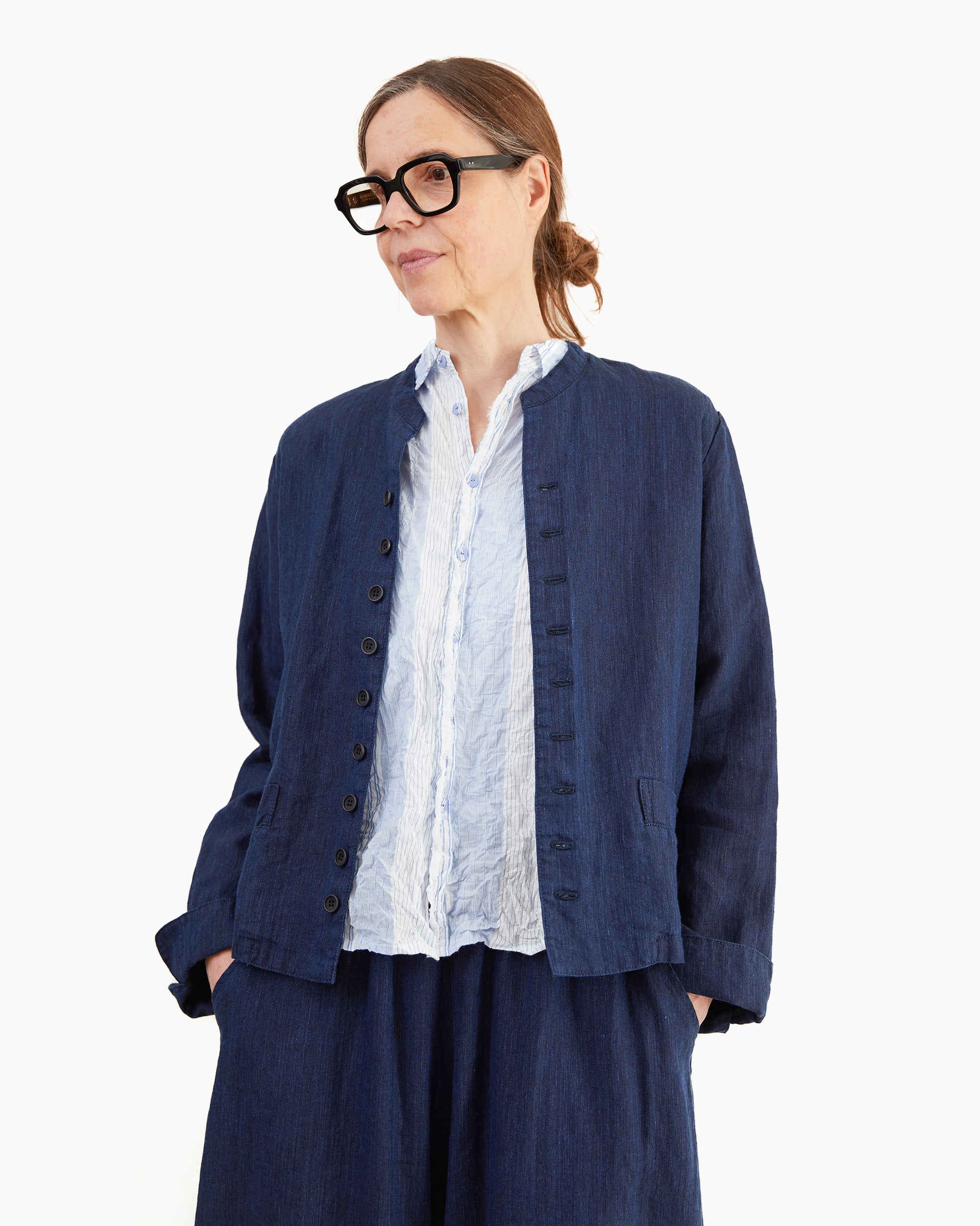 ジャケット・アウター 1940s indigo linen doublebreasted jacket Pas de Calais Linen Indigo Chambray Jacket in Navy – Dick's Edinburgh