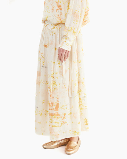 Pas de Calais Silk Crepe Bundle Dye Skirt in Ivory