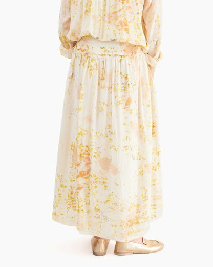 Pas de Calais Silk Crepe Bundle Dye Skirt in Ivory