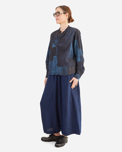 Pas de Calais Tsugihagi Print Blouse in Navy