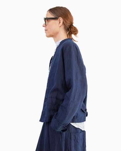 Pas de Calais Linen Indigo Chambray Jacket in Navy