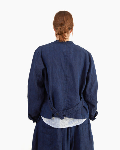 Pas de Calais Linen Indigo Chambray Jacket in Navy