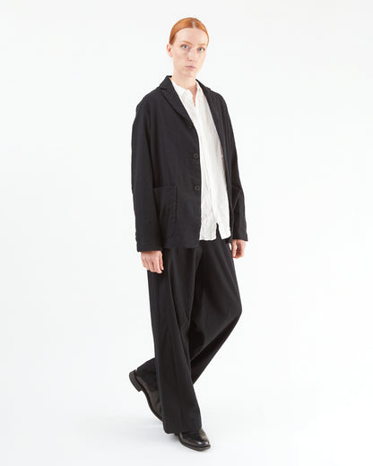 Pas de Calais Wool Cotton Wide Pants in Black