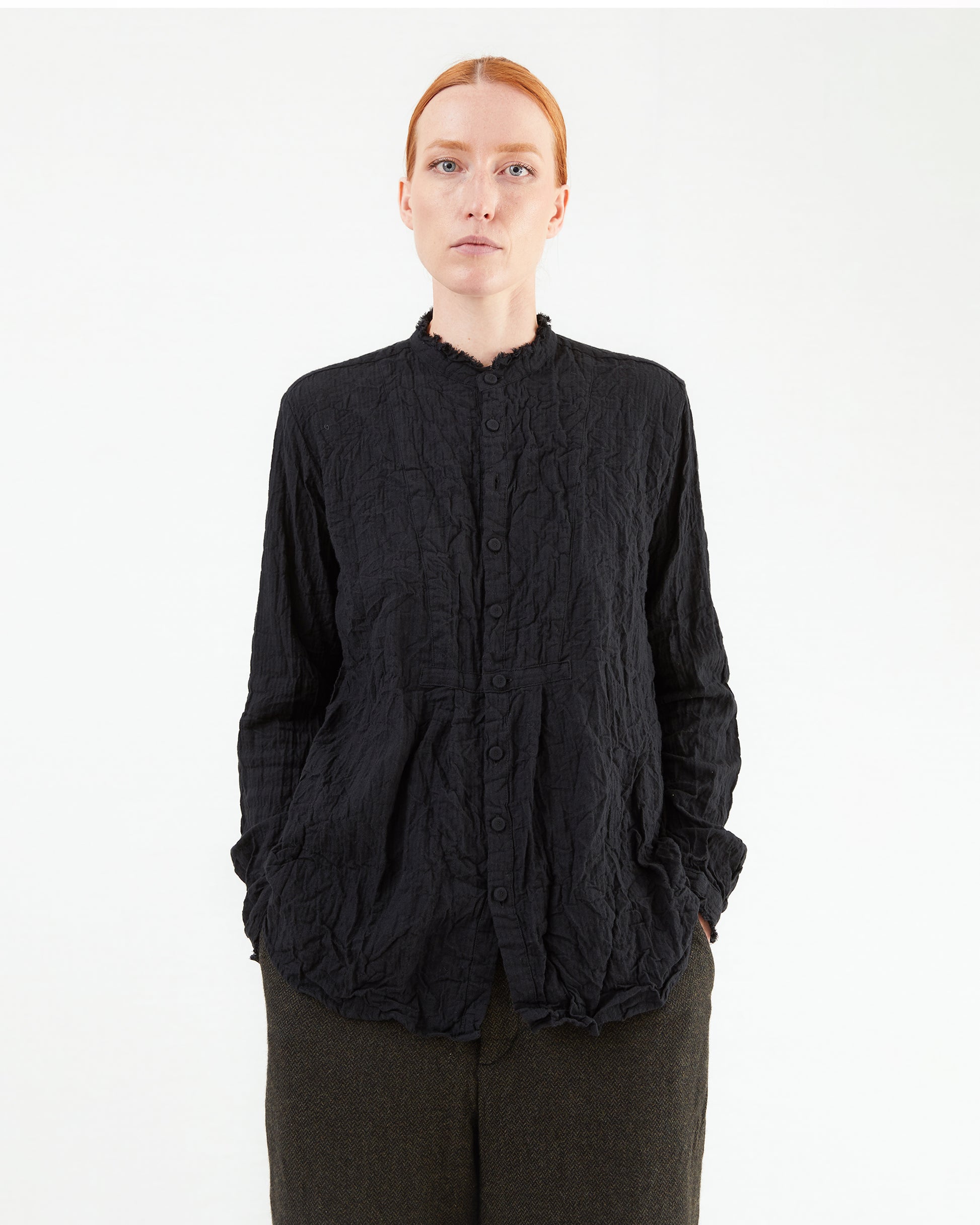 Pas de Calais Plain Shirting Blouse in Black