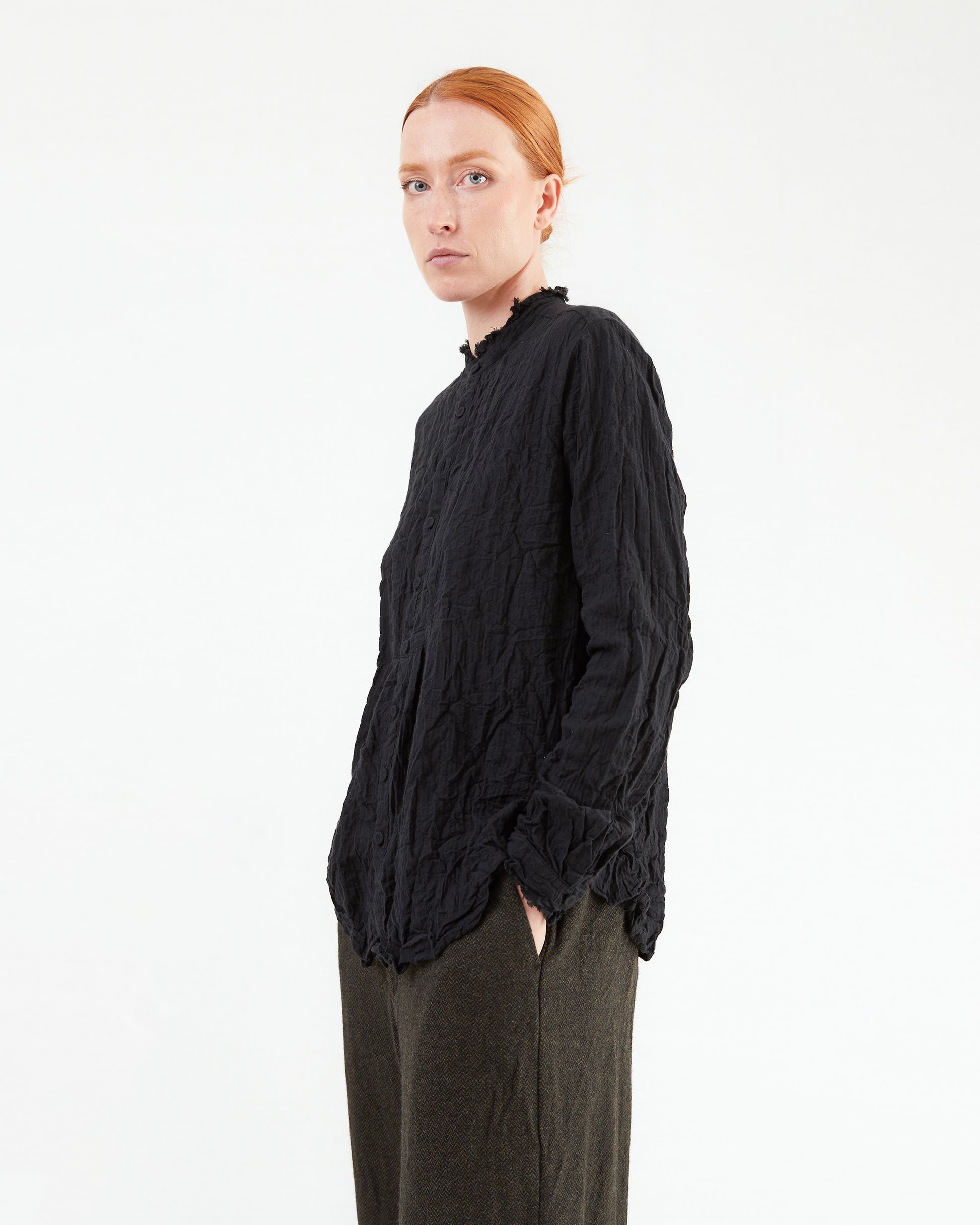 Pas de Calais Plain Shirting Blouse in Black
