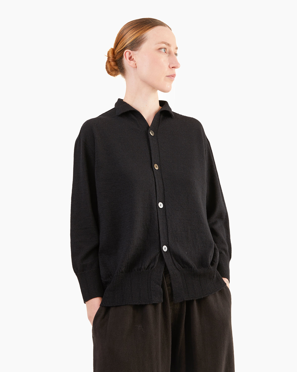 Pas de Calais Airy Merino Cardigan in Black