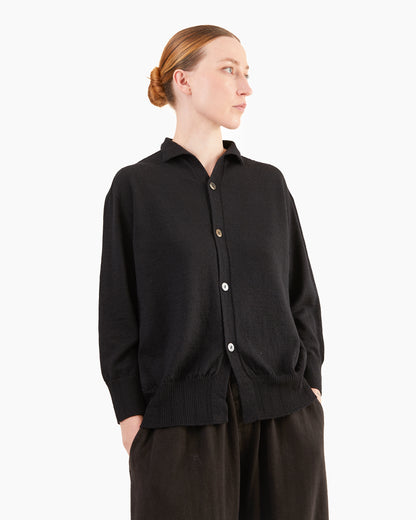 Pas de Calais Airy Merino Cardigan in Black