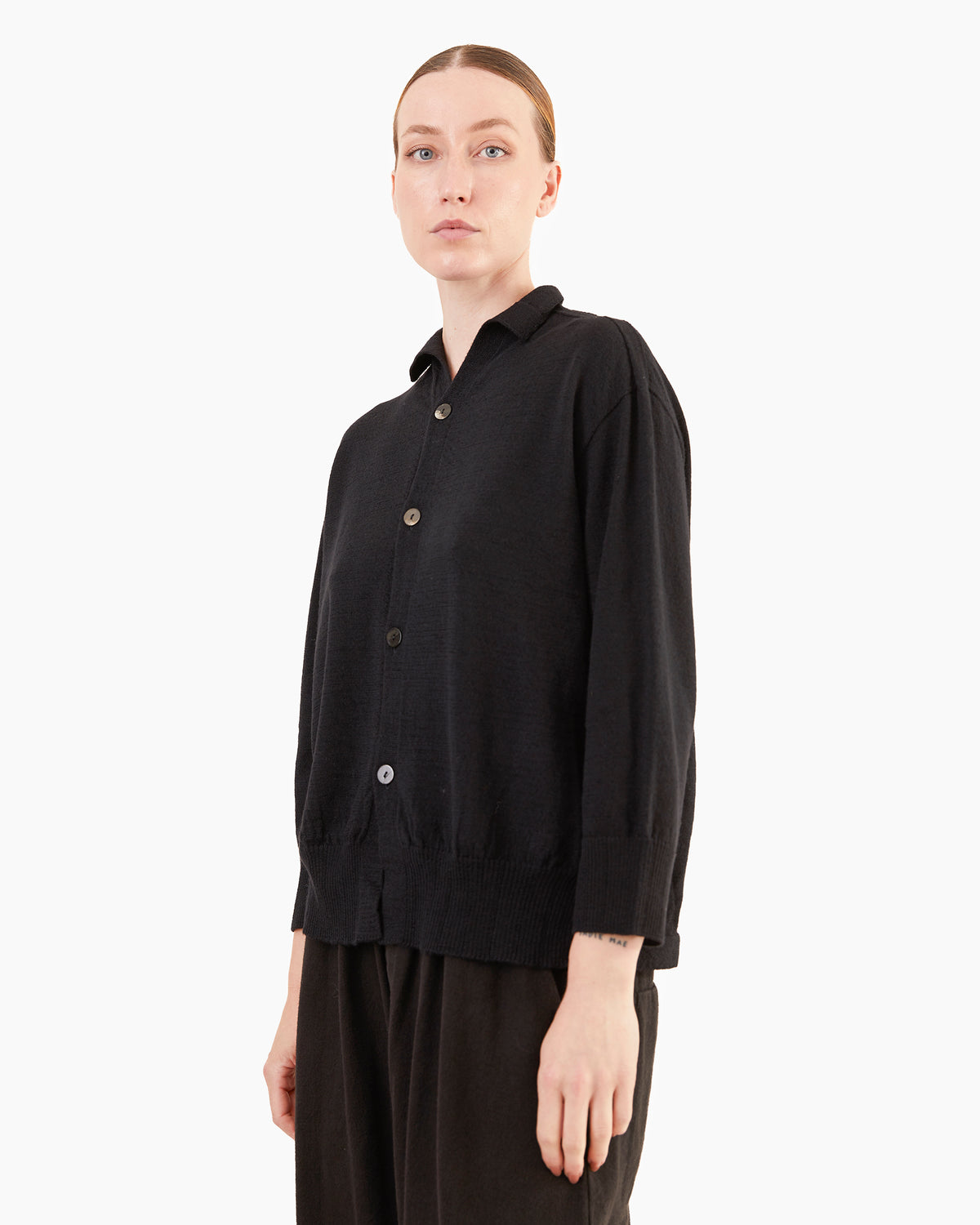 Pas de Calais Airy Merino Cardigan in Black