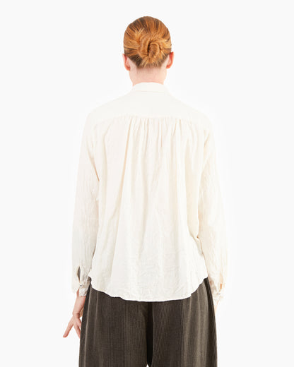 Pas de Calais Brushed Crinkle Pin-Tuck Blouse / Ivory