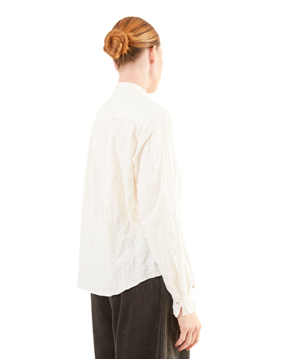Pas de Calais Brushed Crinkle Pin-Tuck Blouse / Ivory