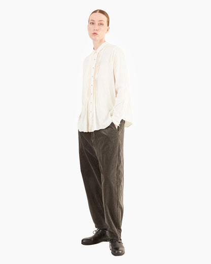Pas de Calais Brushed Crinkle Pin-Tuck Blouse / Ivory