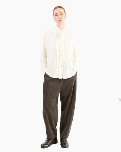Pas de Calais Washed Corduroy Cropped Balloon Pants in Grey