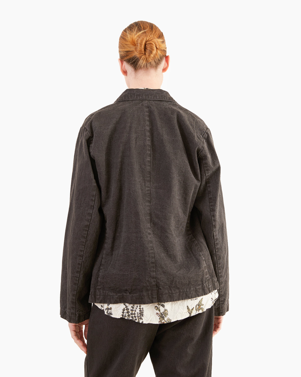 Pas de Calais Organic Cotton Linen Natural Twill Tailored Jacket in Black