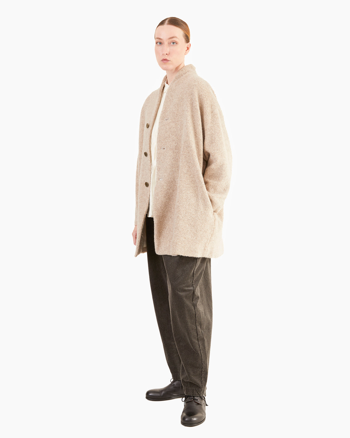 Pas de Calais Relax Cashmere Shawl-Collar Jacket in Beige