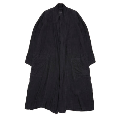 Pas de Calais French Linen Robe Coat in Black 1