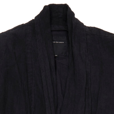 Pas de Calais French Linen Robe Coat in Black 3