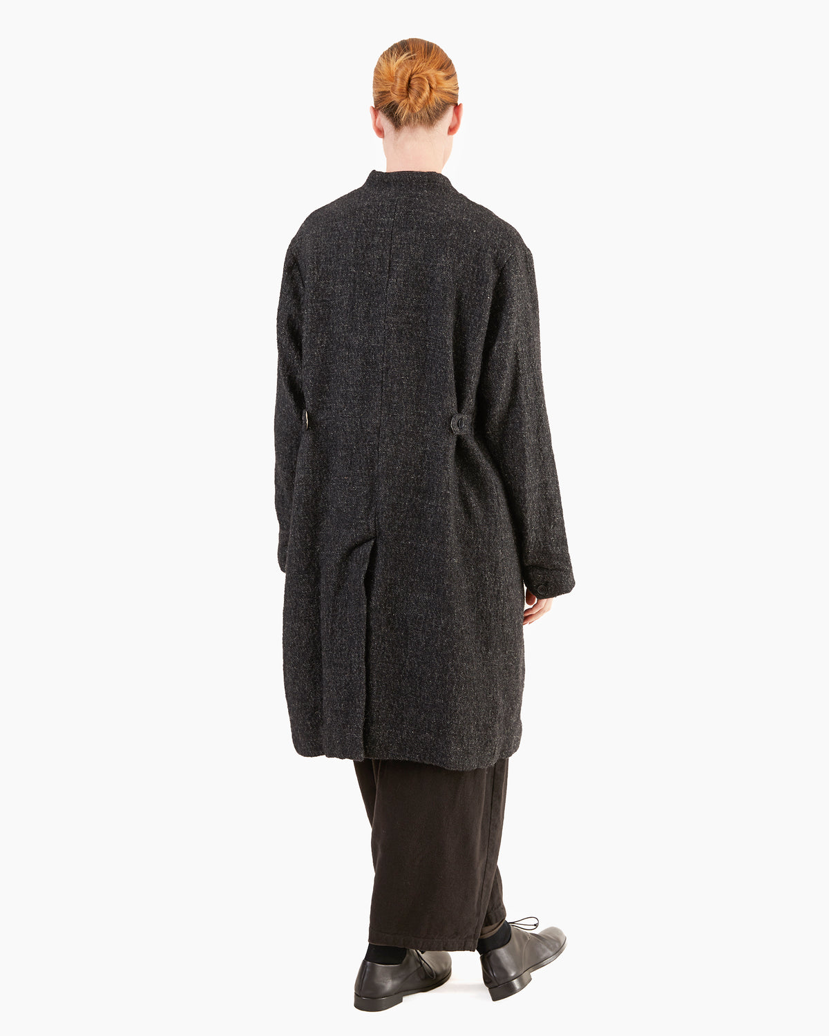 Pas de Calais Shetland Wool / Normandy Linen Chesterfield Coat in Charcoal