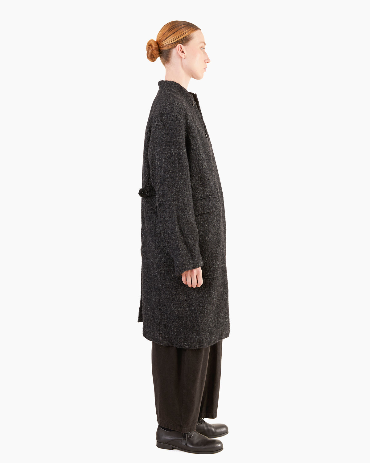 Pas de Calais Shetland Wool / Normandy Linen Chesterfield Coat in Charcoal