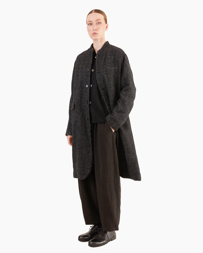 Pas de Calais Shetland Wool / Normandy Linen Chesterfield Coat in Charcoal