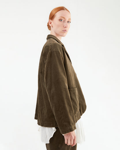 Pas de Calais Corduroy Tailored Jacket in Khaki
