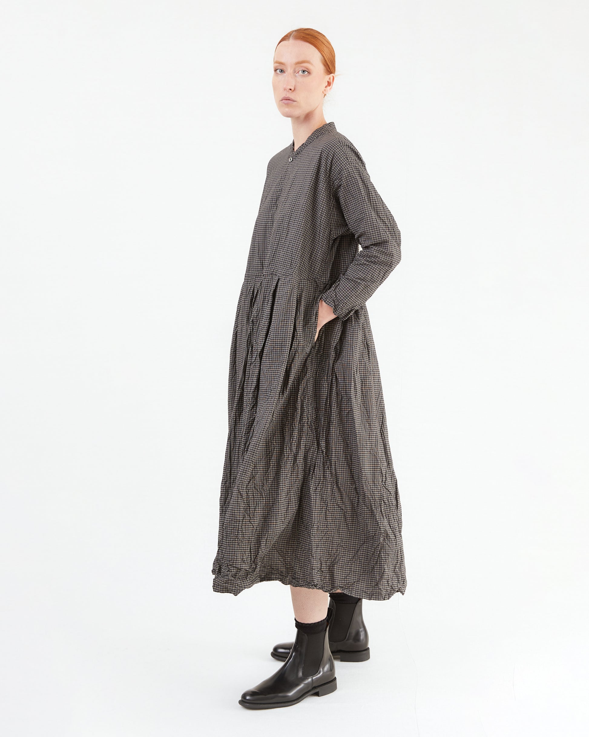 Pas de Calais Washed Organic Cotton Mini Check Dress