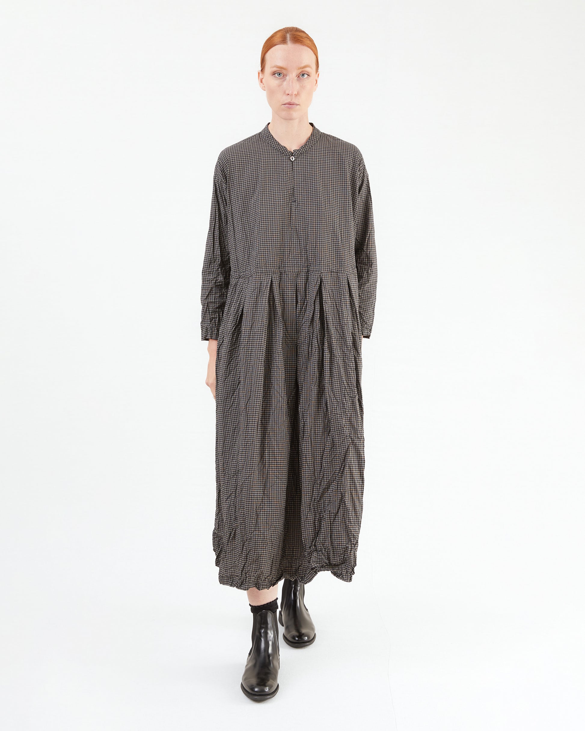 Pas de Calais Washed Organic Cotton Mini Check Dress