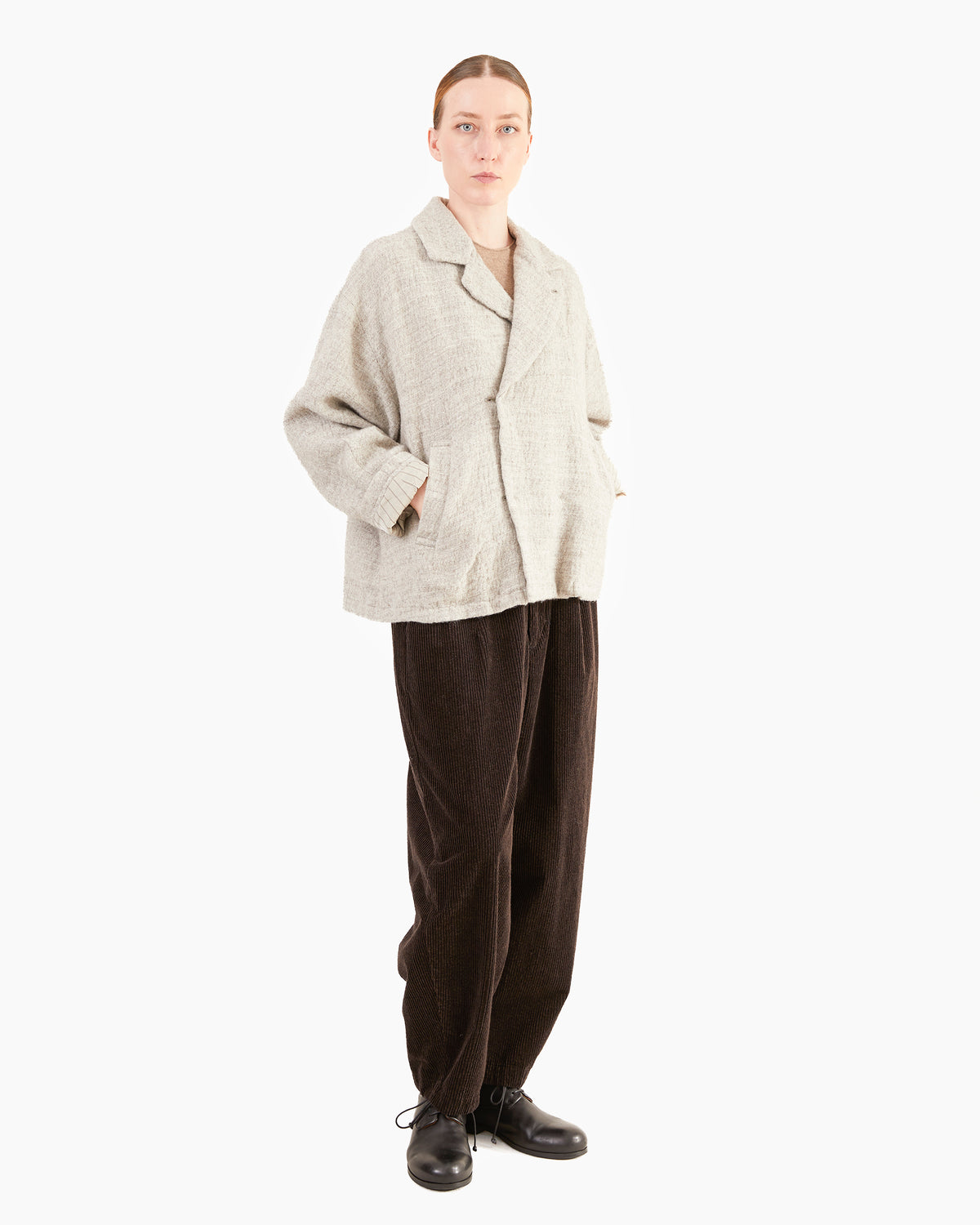 Pas de Calais Shetland Wool / Normandy Linen Chesterfield Coat in Charcoal