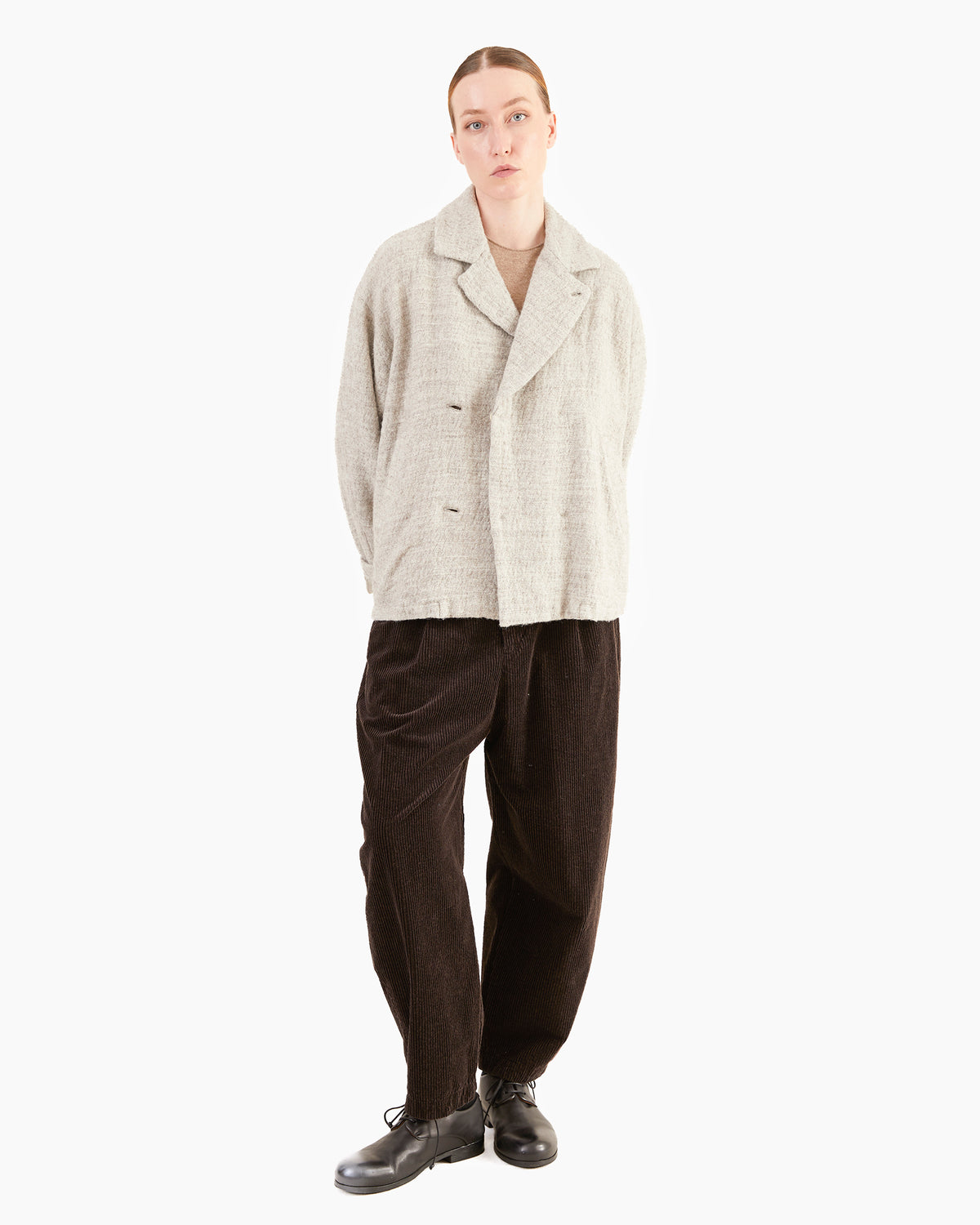 Pas de Calais Shetland Wool / Normandy Linen Chesterfield Coat in Charcoal