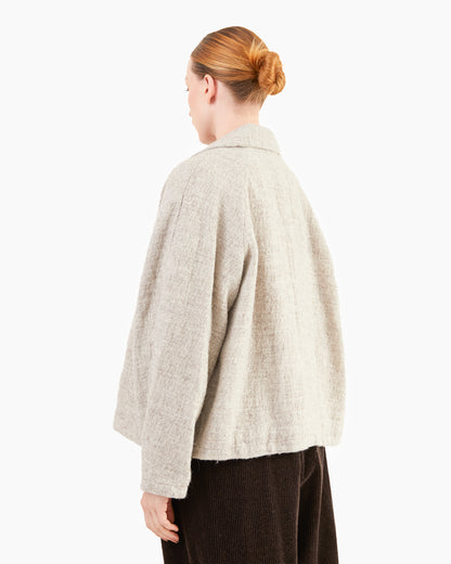 Pas de Calais Shetland Wool / Normandy Linen Chesterfield Coat in Charcoal